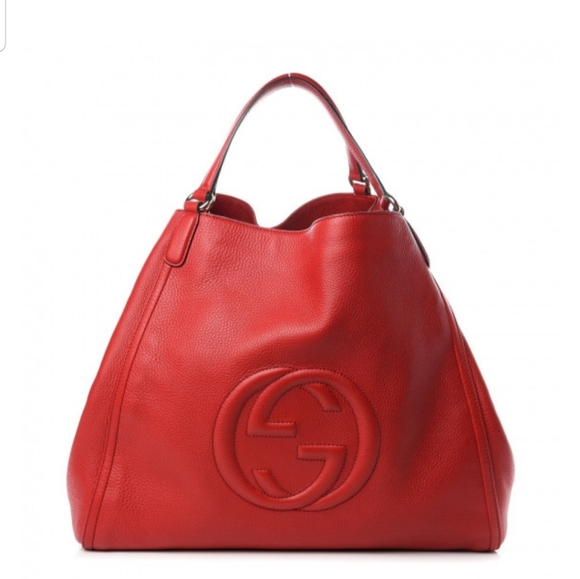 GUCCI SOHO SHOULDER BAG LEATHER LARGE RED - Picture 5 of 16